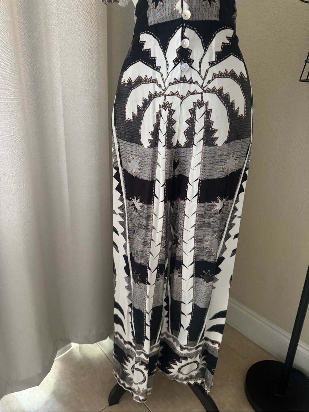 Farm Rio Anthropologie Printed Wide Leg Jumpsuit XS Boho Resort Palazzo - Picture 6 of 11